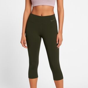 Nike Dri-Fit Dark Green Crop Athletic Legging Tights Women’s Size Small